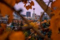 Downtown Calgary Skyline Framed By Fall Foliage Royalty Free Stock Photo