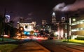 Downtown Charlotte at night in the summer