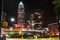 Downtown Charlotte at night in the summer