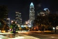 Downtown Charlotte at night in the summer