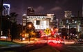 Downtown Charlotte at night in the summer