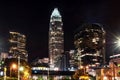 Downtown Charlotte at night in the summer