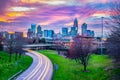 Downtown Charlotte, North Carolina, USA Skyline at Sunset Royalty Free Stock Photo