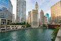 Downtown Chicago along the Chicago River Royalty Free Stock Photo