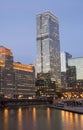 Downtown Chicago along Chicago River at sunset Royalty Free Stock Photo