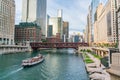 Downtown Chicago along the Chicago River Royalty Free Stock Photo