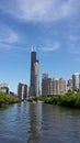 Downtown Chicago as seen from the Chicago River.