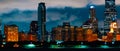 Downtown Chicago cityscape skyline at night Royalty Free Stock Photo