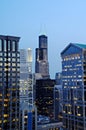 Downtown Chicago at Night Royalty Free Stock Photo