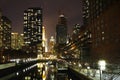 Downtown of Chicago at night Royalty Free Stock Photo