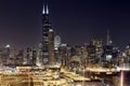Downtown Chicago - Night View Royalty Free Stock Photo