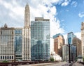 Downtown Chicago North Michigan Avenue and Bridge Royalty Free Stock Photo