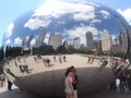 Downtown Chicago skyline distorted reflection in Millenium Park Bean Royalty Free Stock Photo