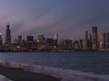 Downtown Chicago skyline at dusk