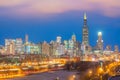 Downtown chicago skyline at sunset Illinois Royalty Free Stock Photo