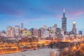 Downtown chicago skyline at sunset Illinois Royalty Free Stock Photo