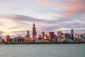 Downtown chicago skyline at sunset Royalty Free Stock Photo