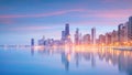 Downtown chicago skyline at sunset Illinois Royalty Free Stock Photo