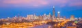 Downtown chicago skyline at sunset Illinois Royalty Free Stock Photo