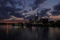 Downtown Cincinnati Skyline Viewed from Across the Ohio River at Dusk Royalty Free Stock Photo