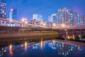 Downtown City skyline along the River in Beijing