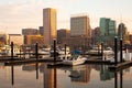 Baltimore downtown city skyline and Inner Harbor at dawn in Baltimore Royalty Free Stock Photo