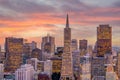 Downtown city skyline San Francisco cityscape in USA Royalty Free Stock Photo