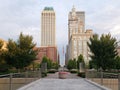 Downtown of city Tulsa on sunset, Oklahoma USA