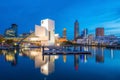 Downtown Cleveland skyline from the lakefront Royalty Free Stock Photo