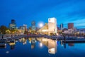 Downtown Cleveland skyline from the lakefront Royalty Free Stock Photo