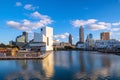 Downtown Cleveland skyline from the lakefront Royalty Free Stock Photo