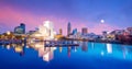 Downtown Cleveland skyline from the lakefront Royalty Free Stock Photo