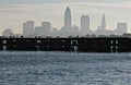 Downtown Cleveland Skyline over Lake Erie Royalty Free Stock Photo