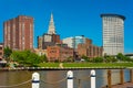 Riverfront view of downtown Cleveland Royalty Free Stock Photo