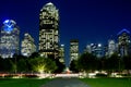 Downtown Dallas and Klyde Warren Park night scenes Royalty Free Stock Photo