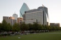 Downtown Dallas and Klyde Warren Park on sunset Royalty Free Stock Photo