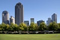 Downtown Dallas and Klyde Warren Park view Royalty Free Stock Photo