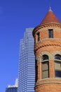 Downtown Dallas Skyscraper and partial view of h Old Red Courthouse Museum Royalty Free Stock Photo