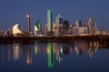 Downtown Dallas, Texas at night with the Trinity River