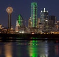 Downtown Dallas, Texas at night with the Trinity River Royalty Free Stock Photo