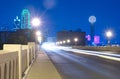 Downtown Dallas, Texas skyline at night from the Commerce Bridge Royalty Free Stock Photo