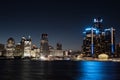 Downtown Detroit skyline at night Royalty Free Stock Photo