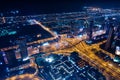 Downtown dubai futuristic city neon lights and sheik zayed road Royalty Free Stock Photo