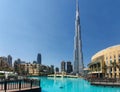 Downtown Dubai landmarks and tourist attractions - The Dubai Mall and the Fountain - Souk al Bahar - Burj Khalifa | Luxury travel Royalty Free Stock Photo