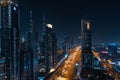 Downtown Dubai modern urban cityscape at night Royalty Free Stock Photo