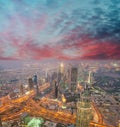 Downtown Dubai sunset aerial skyline Royalty Free Stock Photo