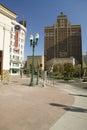 Downtown El Paso Texas in the historic Plaza district, looking towards the Plaza Motor Hotel