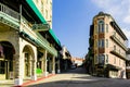 Basin Park Hotel and Flatiron Building on the winding streets of historic downtown Eureka Springs, Arkansas