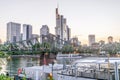 Downtown of Frankfurt am Main with skyscrapers and river, Germany Royalty Free Stock Photo