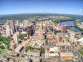 Downtown Hartford, Connecticut Skyline seen in Summer by Drone